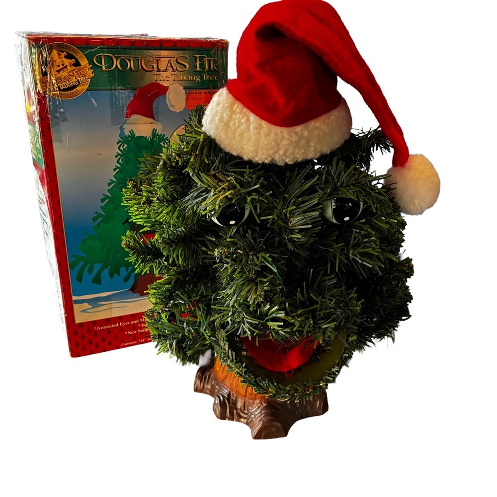 Vintage Gemmy Douglas Fir Talking Tree Animated 24” Works 1997